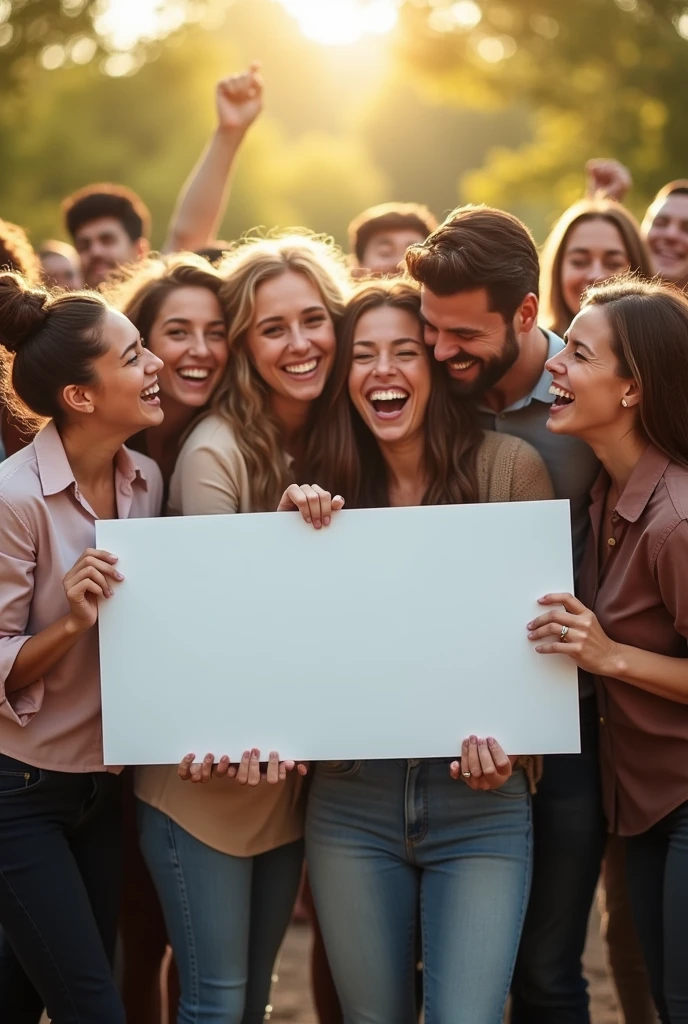 A group of happy people holding a blank check.