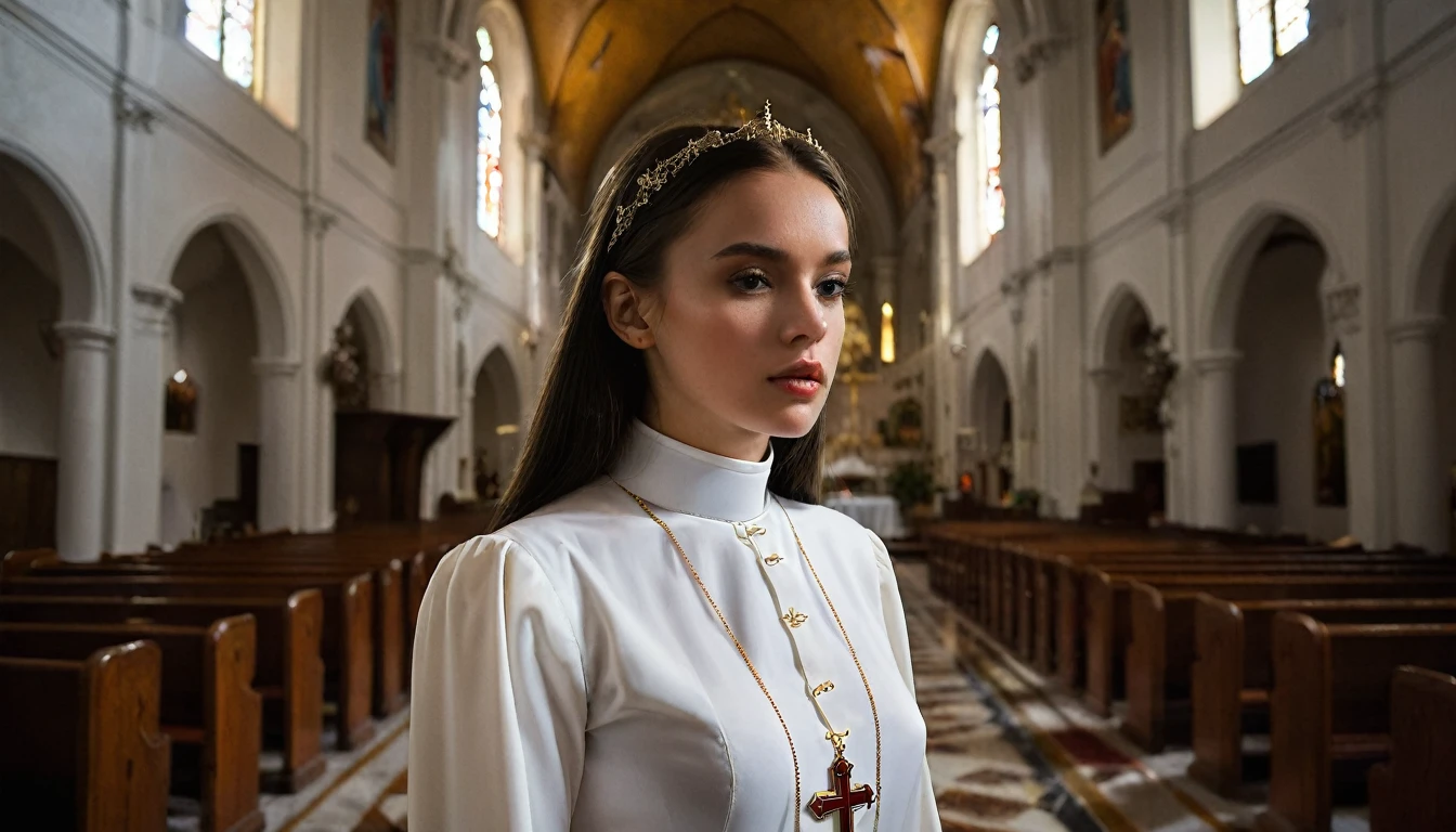 Sensual woman in the Catholic church