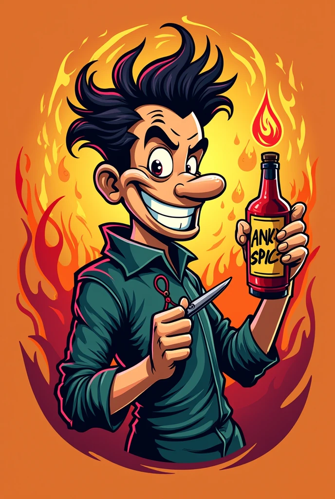 Logo of a crazy spicy barber