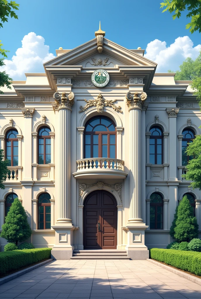 The facade of a school with the logo on the front with the name Áurea for boys