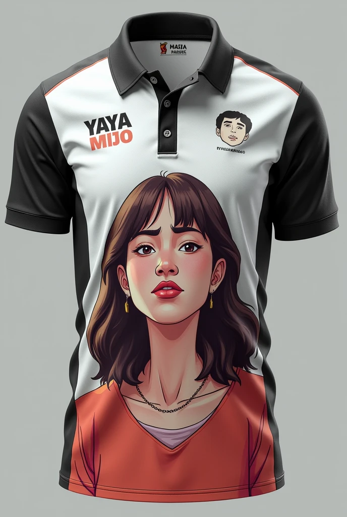 A sports polo shirt that has the Yaya mijo meme in the center