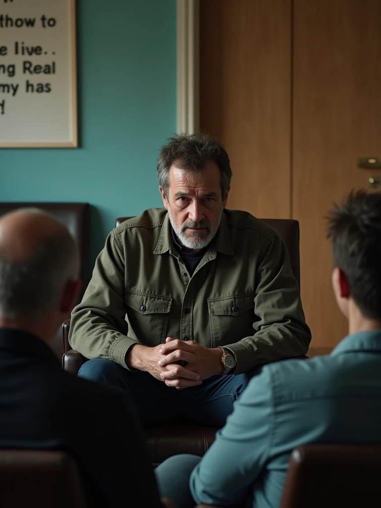 Scene showing Marc during group therapy sessions, where he shares his story