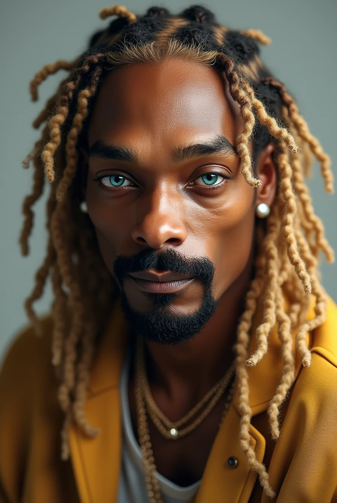 Create a picture of the blonde blue eyed Snoop Dog