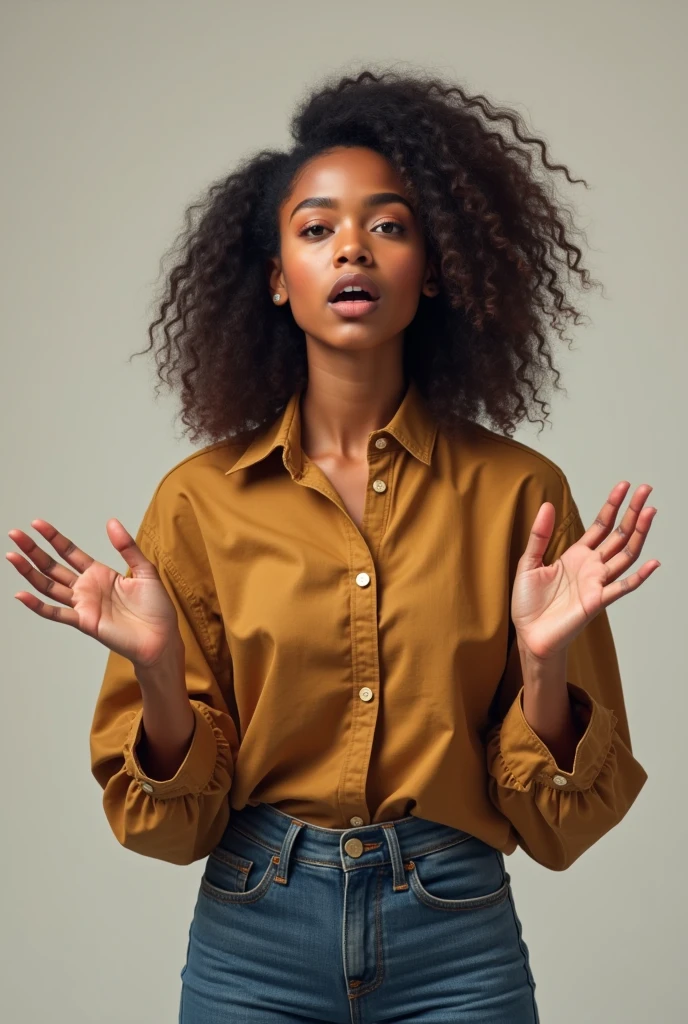 A young woman showing her signs with her hands