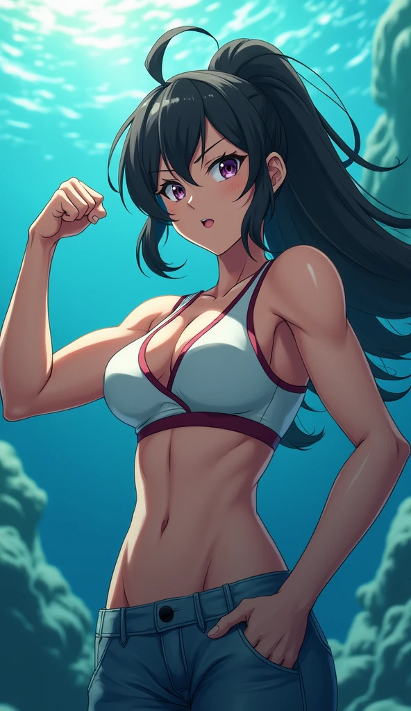 Muscle girl Aqua Konosuba Flexing Bicep