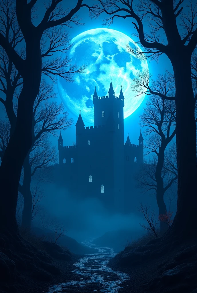 The blue moon that shines in a forest and in a dark castle.