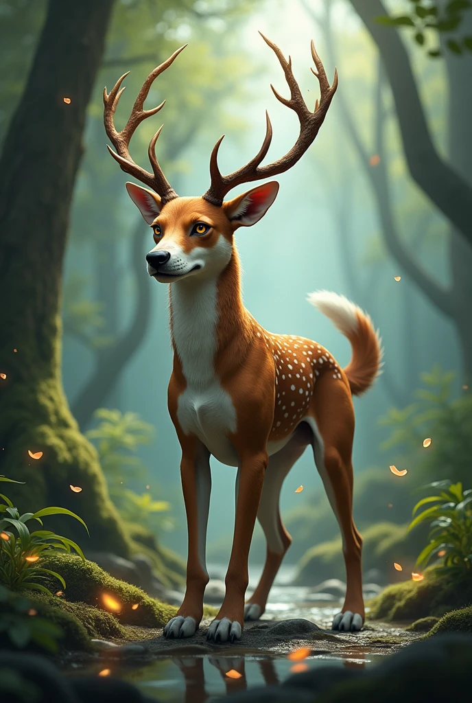create an image with a dog's body and a deer's head