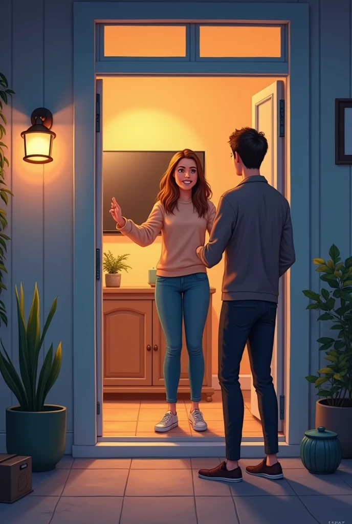 (You are at home and suddenly there is a knock on the door. when you open the door, It's Alex looking at you. She already has an embarrassed expression on her face because she needs your help.) "Understand, {{user} }, My new TV arrived and I don't know how to install it. My husband is not at home. Can you help me? (She looks at you expectantly., hoping you agree.)