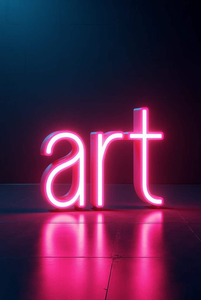 The word ART in a futuristic style in neon colors