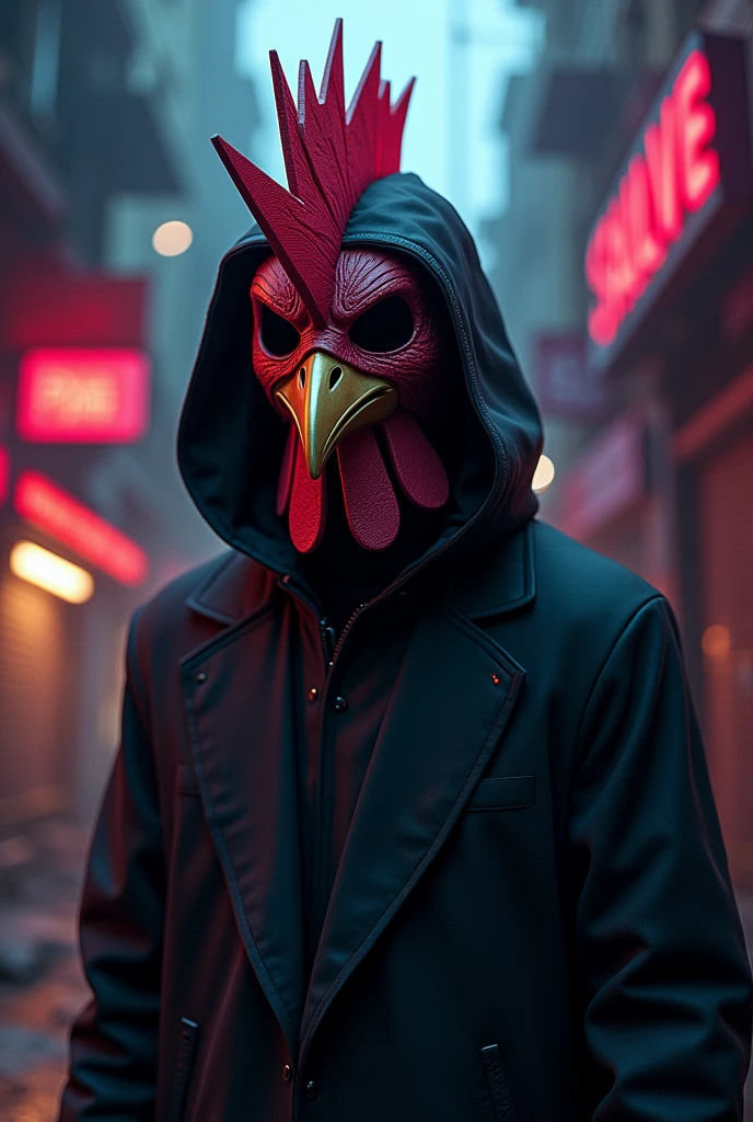 Create a character that wears a rooster mask from the game Hotline Miami 