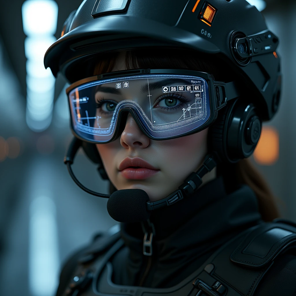 (work of art:1.2,Distinctive Quality,mirror-like,Cinematic experience),8k,wall-paper,ray tracing,(Woman),They are standing,(美しいWoman),(Wearing futuristic tactical glasses:2.0,Tactical data is displayed on the glasses:2.0,Detailed drawing of glasses:2.0),(tactical bodysuit),(tactical helmet:2.0),(Tactical headset),(Intercom microphone),(A face with attention to detail,Detailed texture skin,beautiful fur),(looking at the camera),(正面),(Close do rosto:2.0),(Hole in the server:2.0),(darkness:2.0)