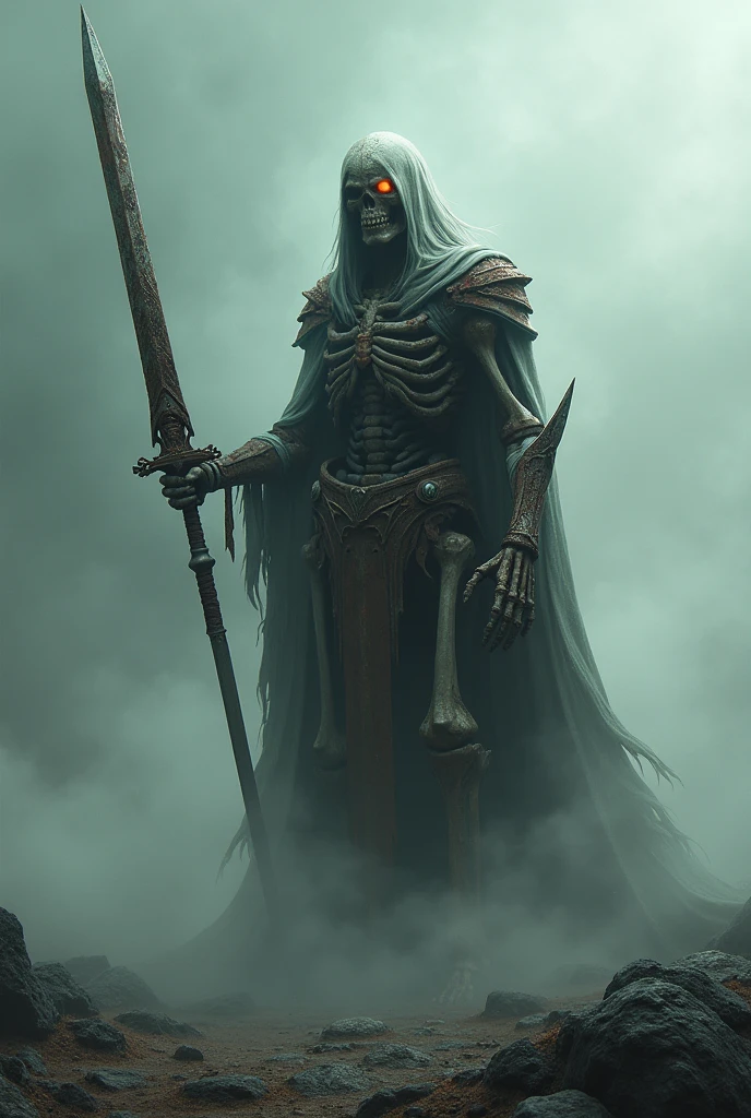Make a Skeleton Warrior with Possessed Sword, glare eyes