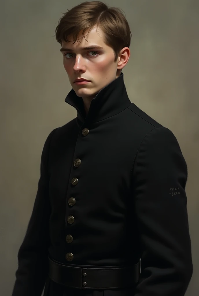 Tsarevich Alexei Nikolajevich Romanov of Russia in black clothes & sad as grown up