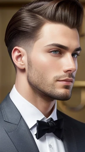 A man Aksamit stylish hair focus on the face
