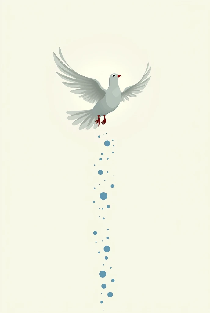 dove falling straight down towards the earth. The dove is in a vector style and is face straight down, showing the dove's back, not its front. The dove is not in a side pose or side face.