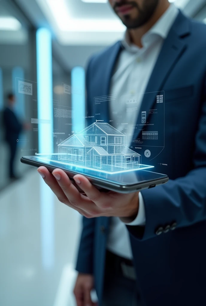 digital image on futuristic 3d real estate cell phone