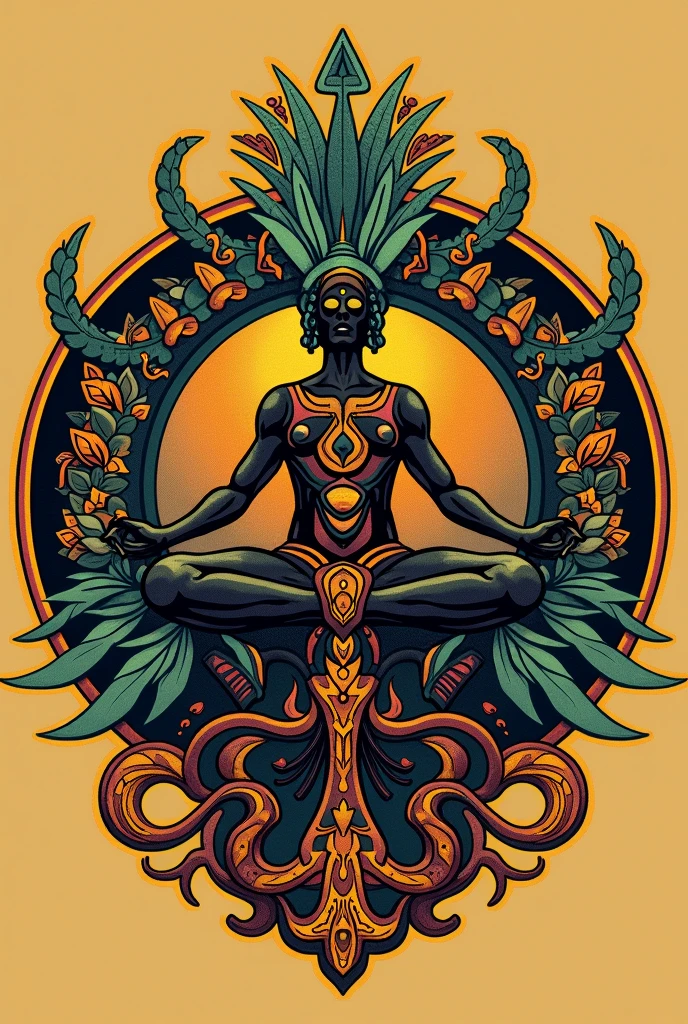 A creative logo with (Oxalá, yansa, Oxossi, Yemanja, enveloped, nana, Ogun and Oxum)