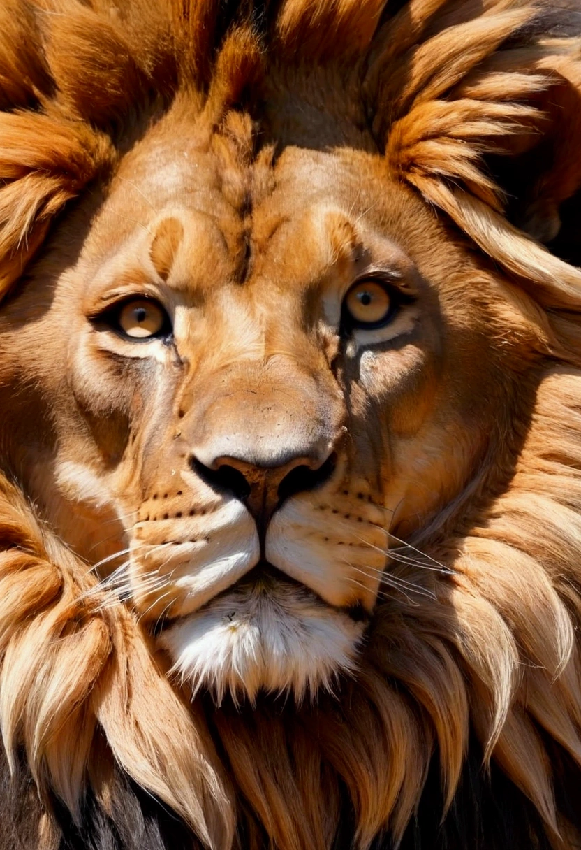 “A stunning lion from the future, shiny coat, sharp edges'“