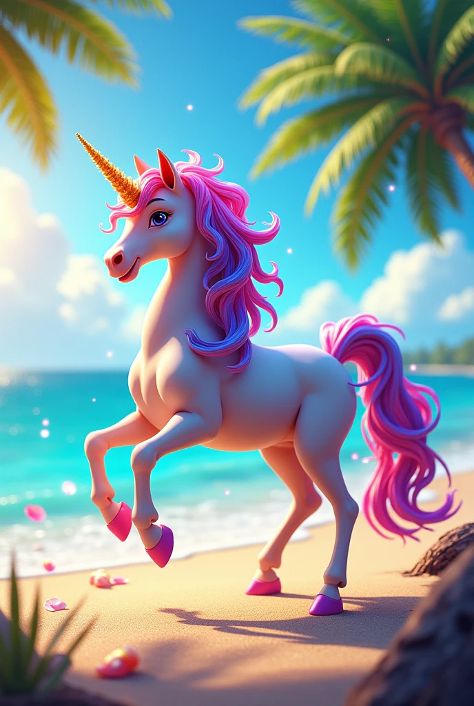 unicorn multicolored colorful vibrant beach beach background