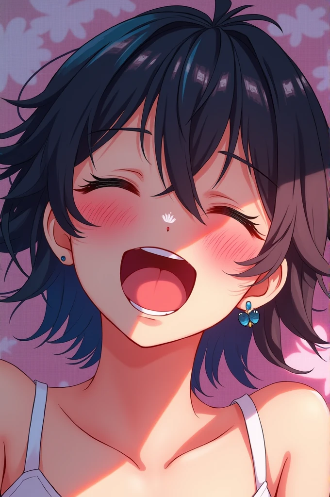Envy Cute Mix 03, close up face, Ahegao / rolling eyes, TongueDrop (ahegao): a LoRA in the ShirtLift universe, naked shoulders