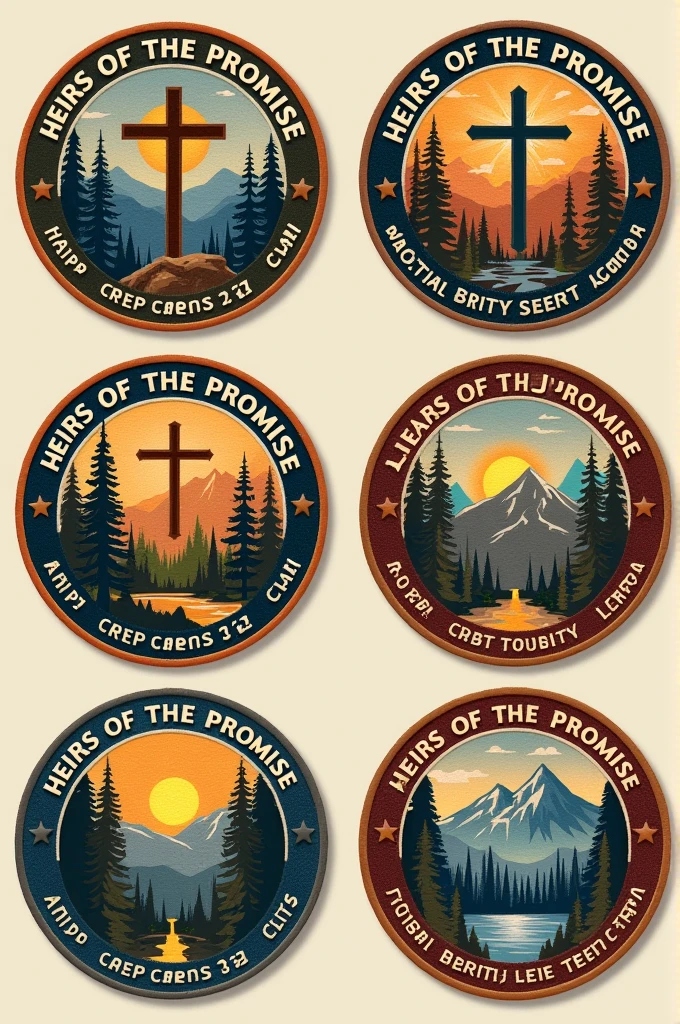 Patch designs for a camp called "Heirs of the promise" based on Galatians 3:29
