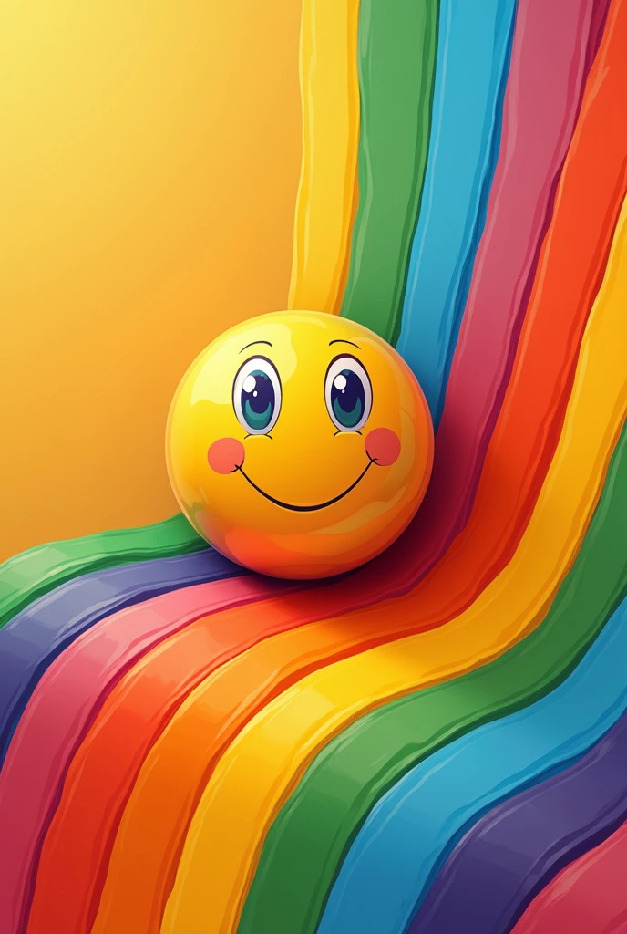 Colorful striped background in the shape of a smiley face