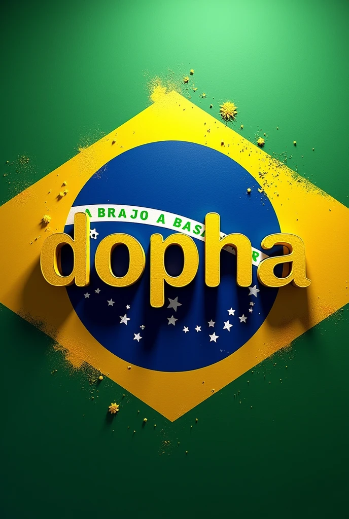 an image inspired by the Brazilian flag, with the text "Dopha" writing not center, with a cool font