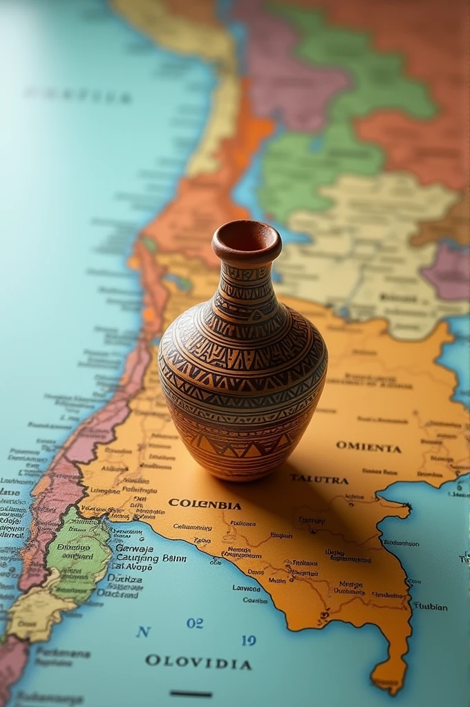Map of Colombia with Llorente vase inside