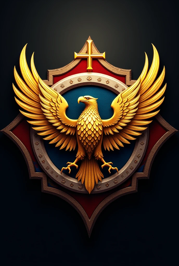 Logo for alliance in supremacy video game,with flags of Hispanic and Latin countries with the name ODI in the background, the cross of Burgundy, a golden eagle with outstretched wings