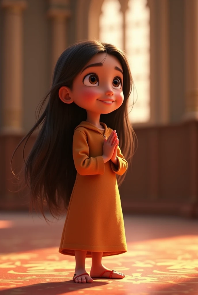 young ana praying standing animated pixar