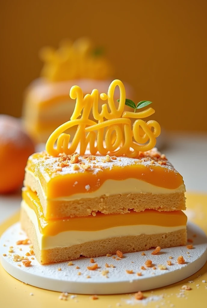 I want a mango entremett with the word in Spanish
"a thousand whims" as if it were the burger king logo