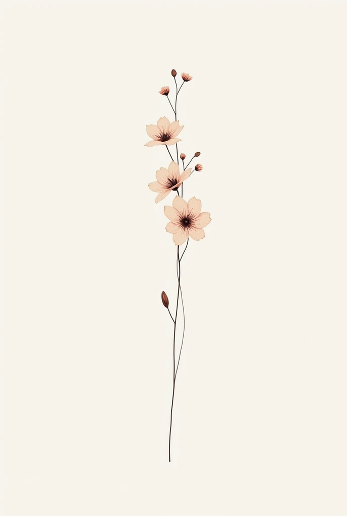 Generate a minimalist style flower tattoo design on a white background for the spine