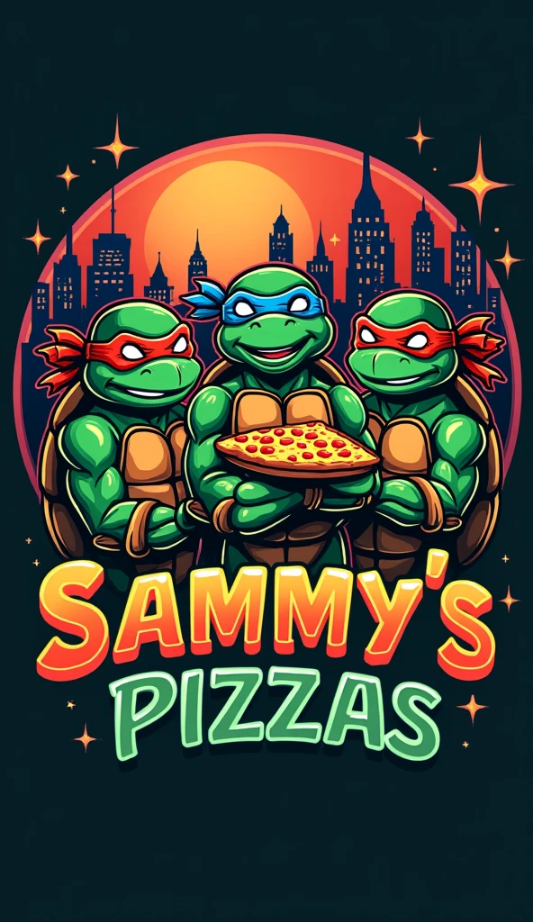 Make a Ninja Turtles Pizza Place Logo That Says SAMMY&#39;S PIZZAS