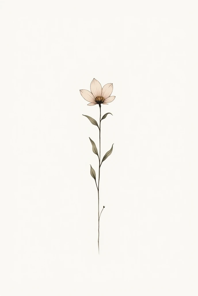 Generate a minimalist style flower tattoo design on a white background for the spine 