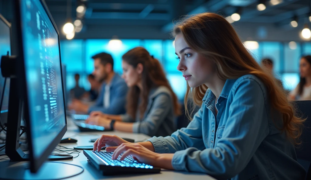 one photo/banner for a technology school advertisement for young adults with realism and inclusion