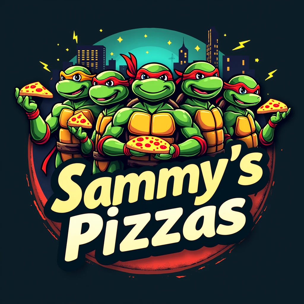 Make a Ninja Turtles Pizza Place Logo That Says SAMMY'S PIZZAS