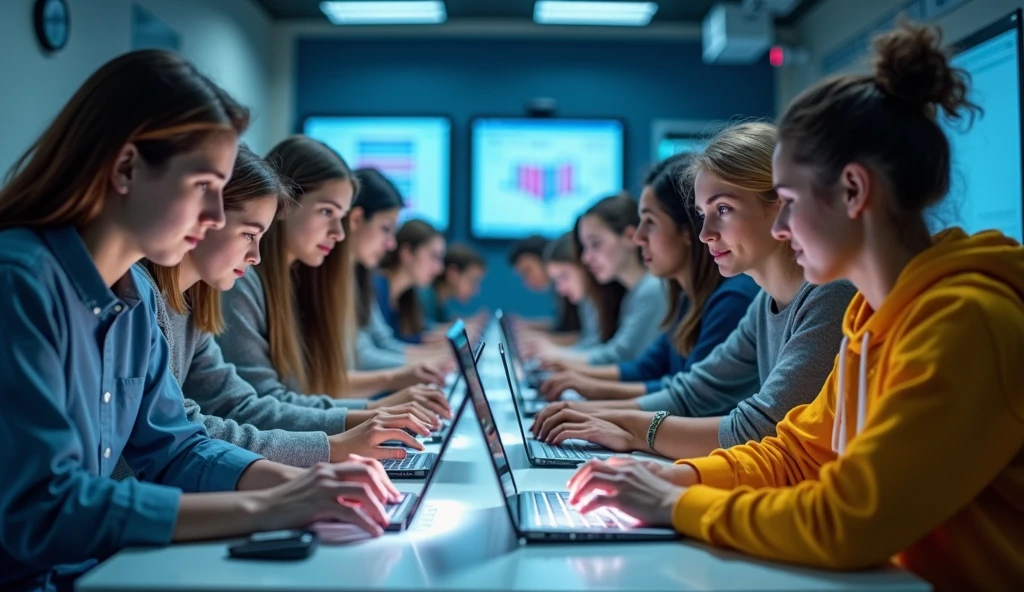 one photo/banner for a technology school advertisement for young adults with realism and inclusion