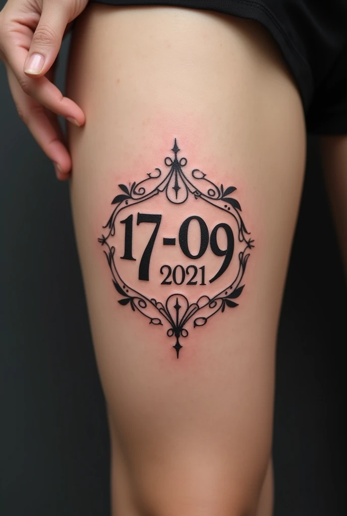 J’aimerai un tatouage unique, au dessus du genoux avec la date de naissance de mon fils 17-09-2021