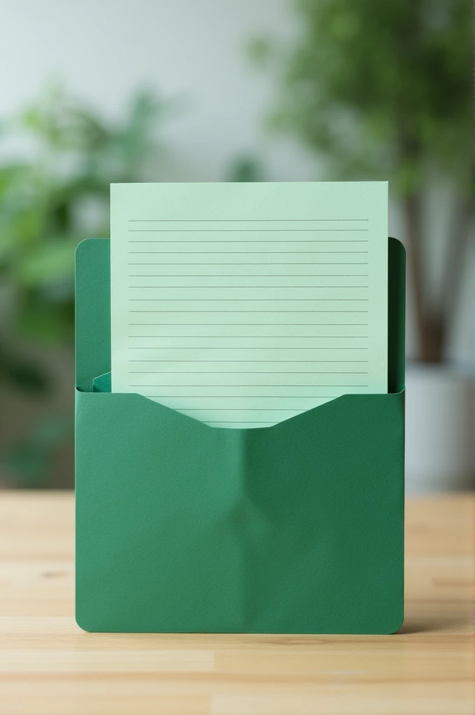 Photo of a green lined folder, It seems like I took it with my cell phone