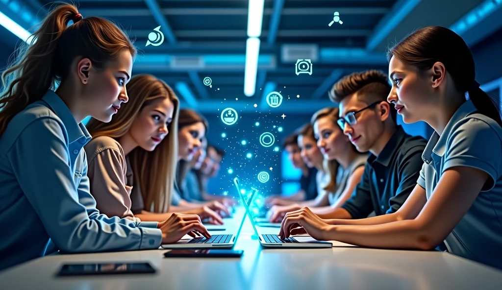 one photo/banner for a technology school advertisement for young adults with realism and inclusion