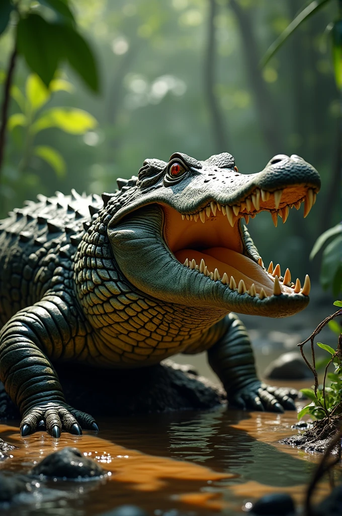 Best quality, masterpiece, ultra high resolution, (photorealistic: 1.5), raw crocodile photo