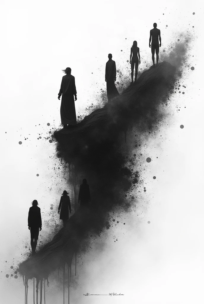 Create an abstract artwork about power 
, transformation and success in black and white 