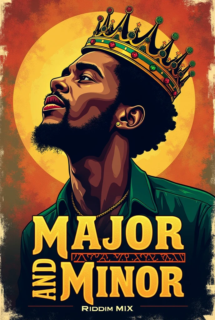 Crew A reggae poster with a king crown written major and minor riddim mix