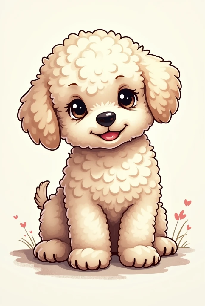 A male poodle puppy dog with a cute face in a tattoo drawing