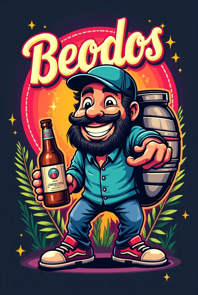 Logo T-shirt, 80s, text BEODOS, keg of beer, humor, laughter, Kappa logo