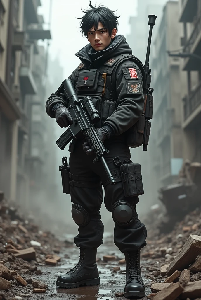 Create an image of a male cod warzone character that has a Japanese appearance