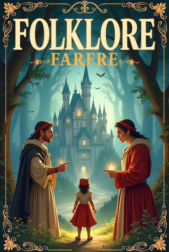 Cover of a magazine about folklore books, with its subgenres myth, story, fairy tales, Legend.