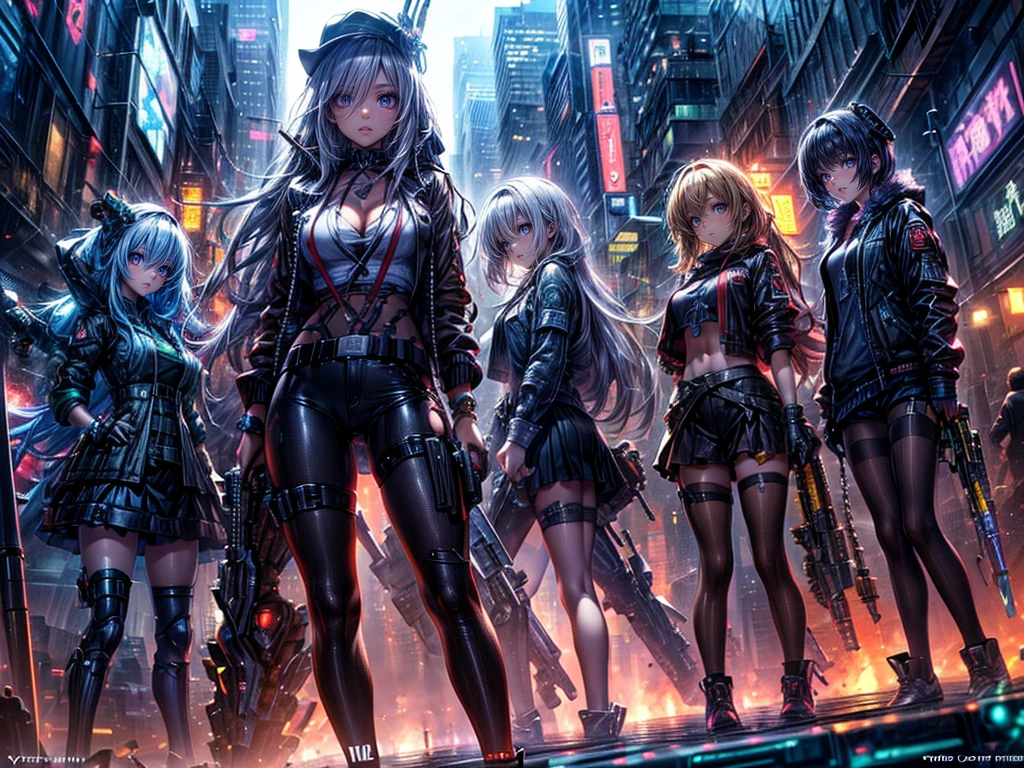 High resolution, Winner of numerous awards, Ultra high definition, Textured skin, Retina,
masterpiece,(bestquality),highlydetailed,ultra-detailed,4girl, (Four gangster girls posing with weapons.:1.4)(gangsta paradise:1.2)(robot)(cybercitylandscape:1.2,natural lighting:1.5,confidentexpression),(Dramatic Angle:1.2)angle、(Beautiful girls in mafia suits:1.5)(Point your cyberweapon at me:1.6)(Focus on girls、Close-up)