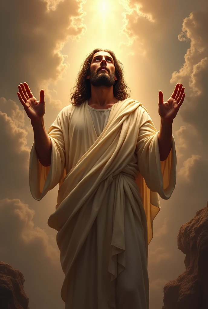 Resurrected Jesus with nail holes in his hands. Chagas  