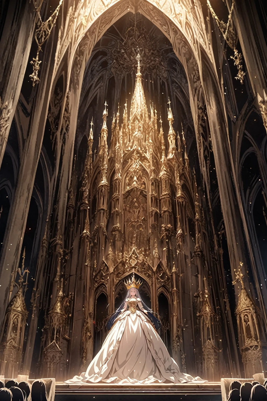 Divine, Low Angle Shot, Film, Crown, Chapel, Queen Coronation, CG Illustration, Dark Background Tone